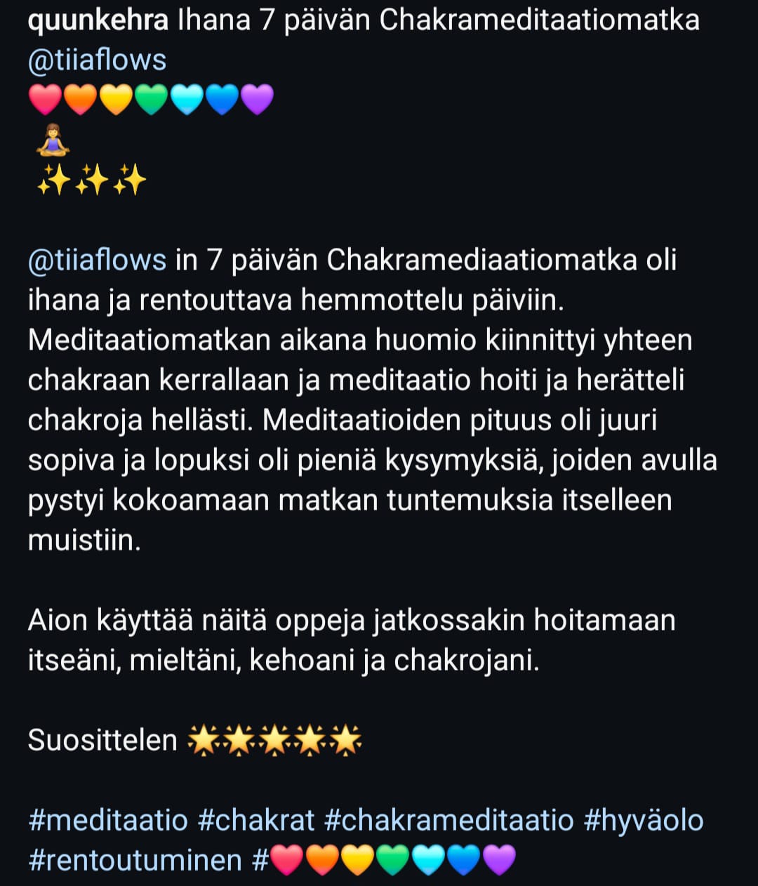 Chakrameditaatiomatka TiiaFlows